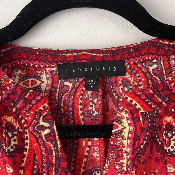 Sanctuary x Anthropologie Red Bohemian Print Button Down Blouse Small - Picture 10 of 13